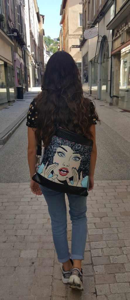 sac carre Derej motif disco pop noir