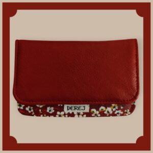 Étui monnaie rouge fleuri